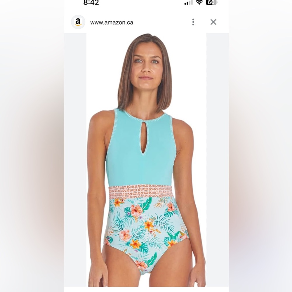 NWOT Cabana Life Women's Coastal Crush Embroidered One Piece